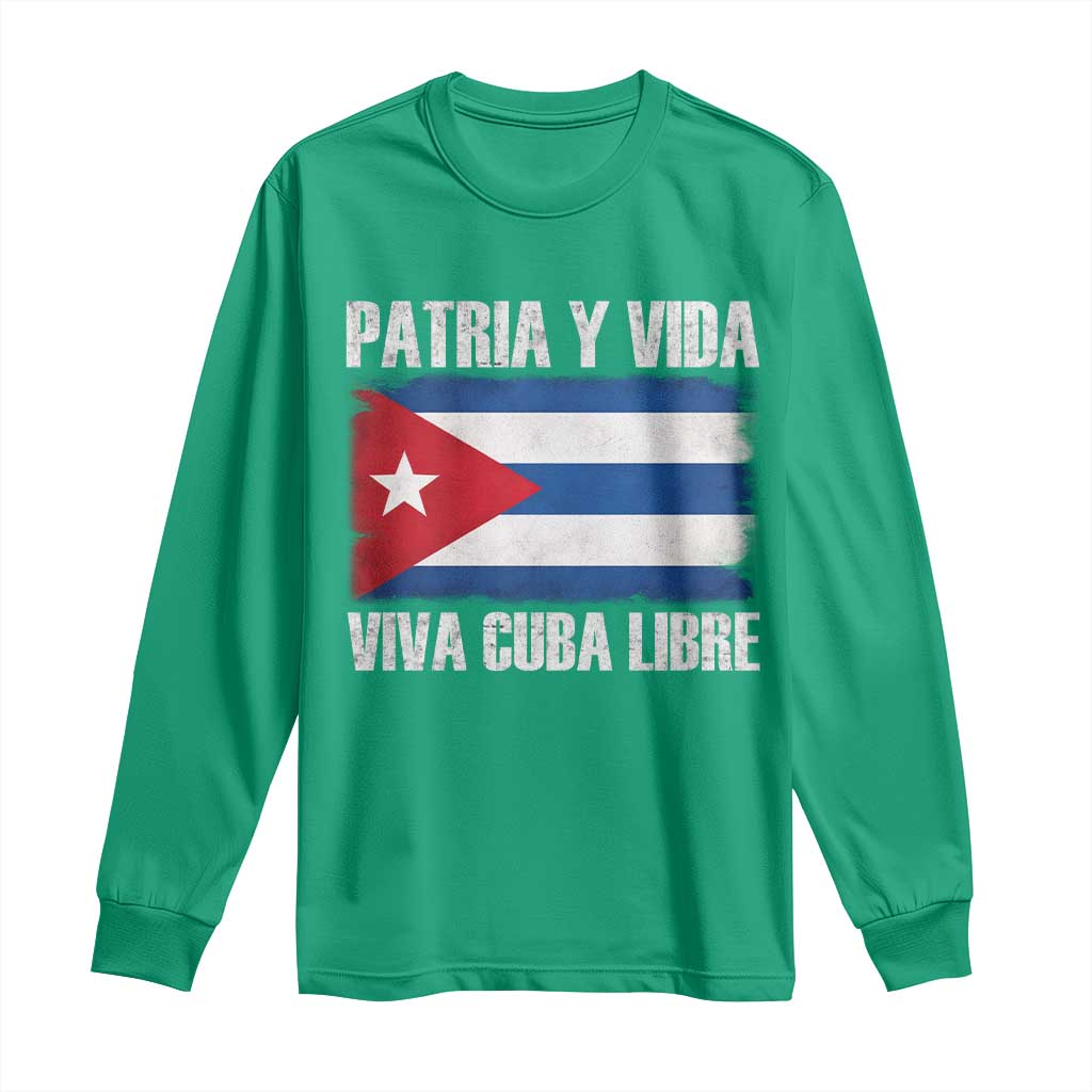 Patria y Vida Cuba Libre Long Sleeve Shirt Freedom Patriotic Cuban Flag