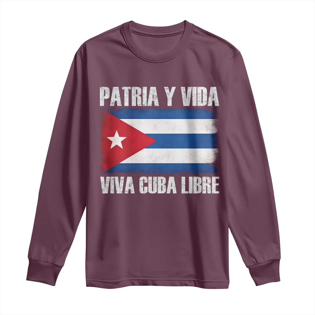 Patria y Vida Cuba Libre Long Sleeve Shirt Freedom Patriotic Cuban Flag