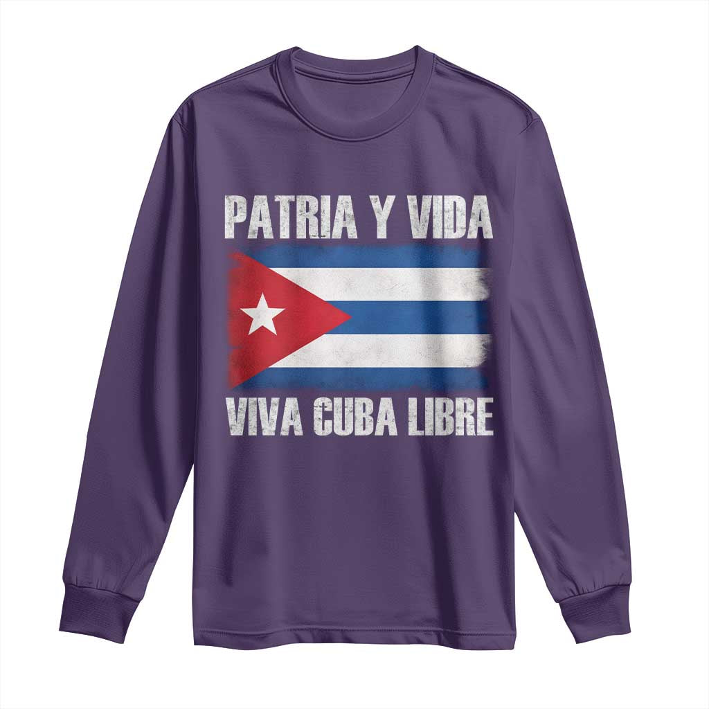 Patria y Vida Cuba Libre Long Sleeve Shirt Freedom Patriotic Cuban Flag