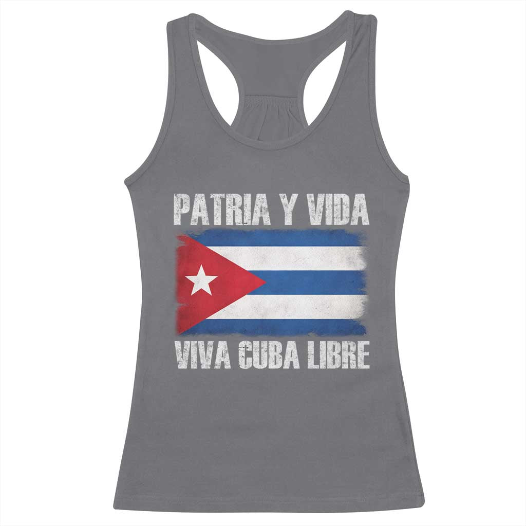 Patria y Vida Cuba Libre Racerback Tank Top Freedom Patriotic Cuban Flag