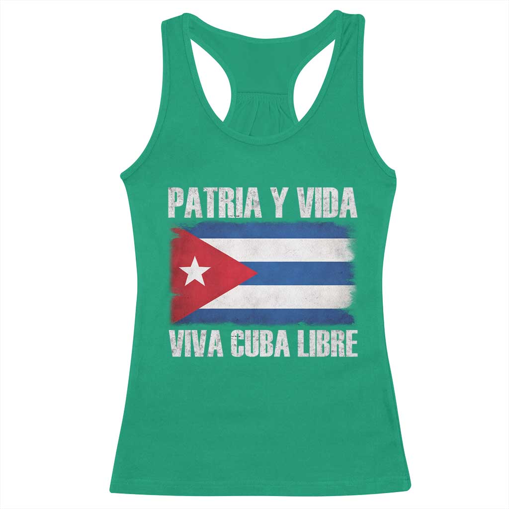Patria y Vida Cuba Libre Racerback Tank Top Freedom Patriotic Cuban Flag