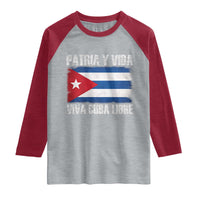Patria y Vida Cuba Libre Raglan Shirt Freedom Patriotic Cuban Flag