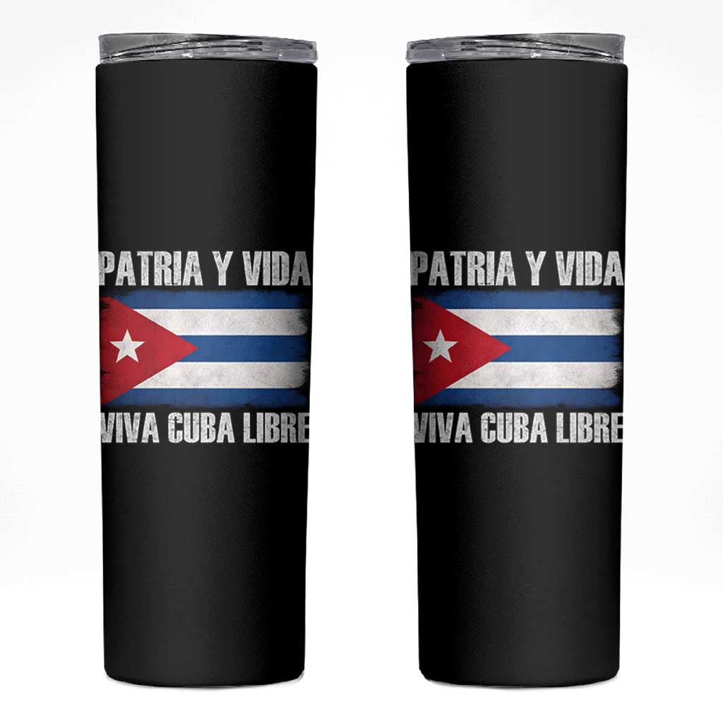 Patria y Vida Cuba Libre Skinny Tumbler Freedom Patriotic Cuban Flag