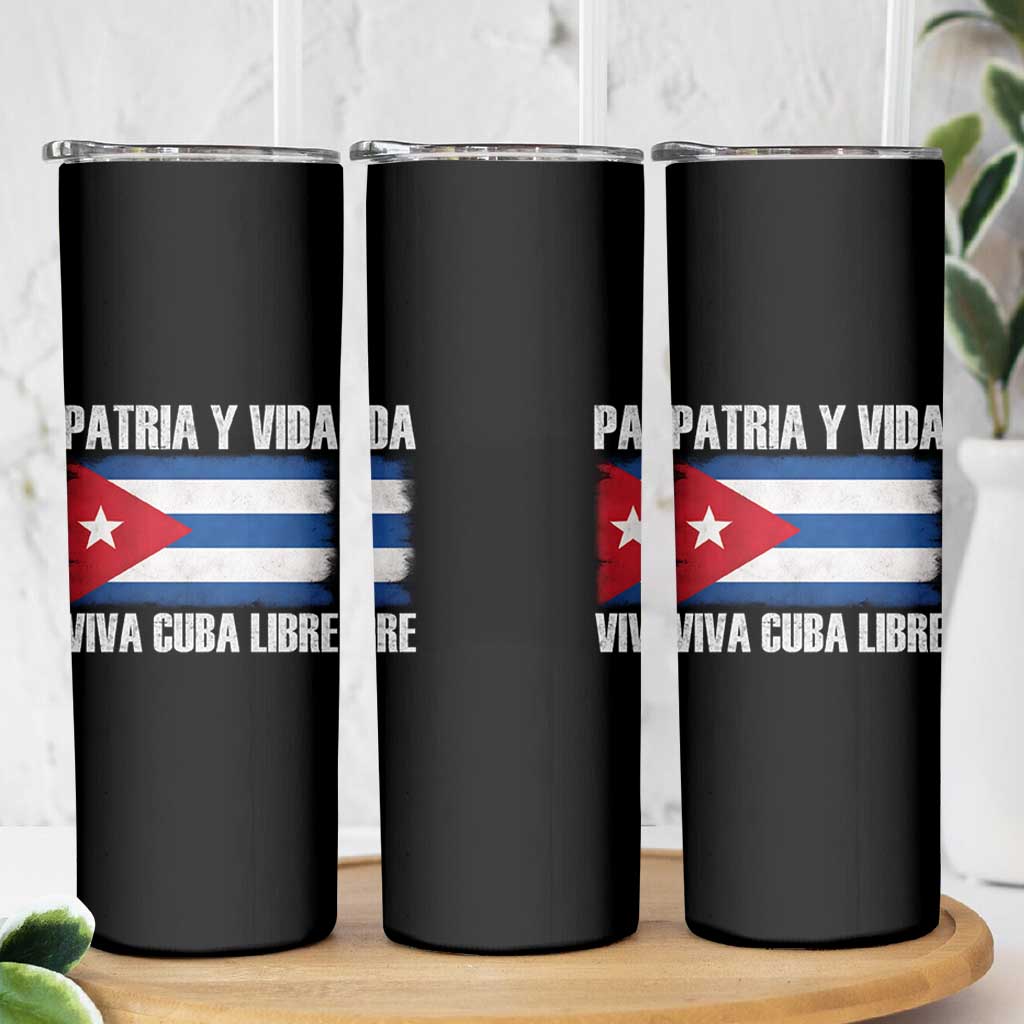 Patria y Vida Cuba Libre Skinny Tumbler Freedom Patriotic Cuban Flag