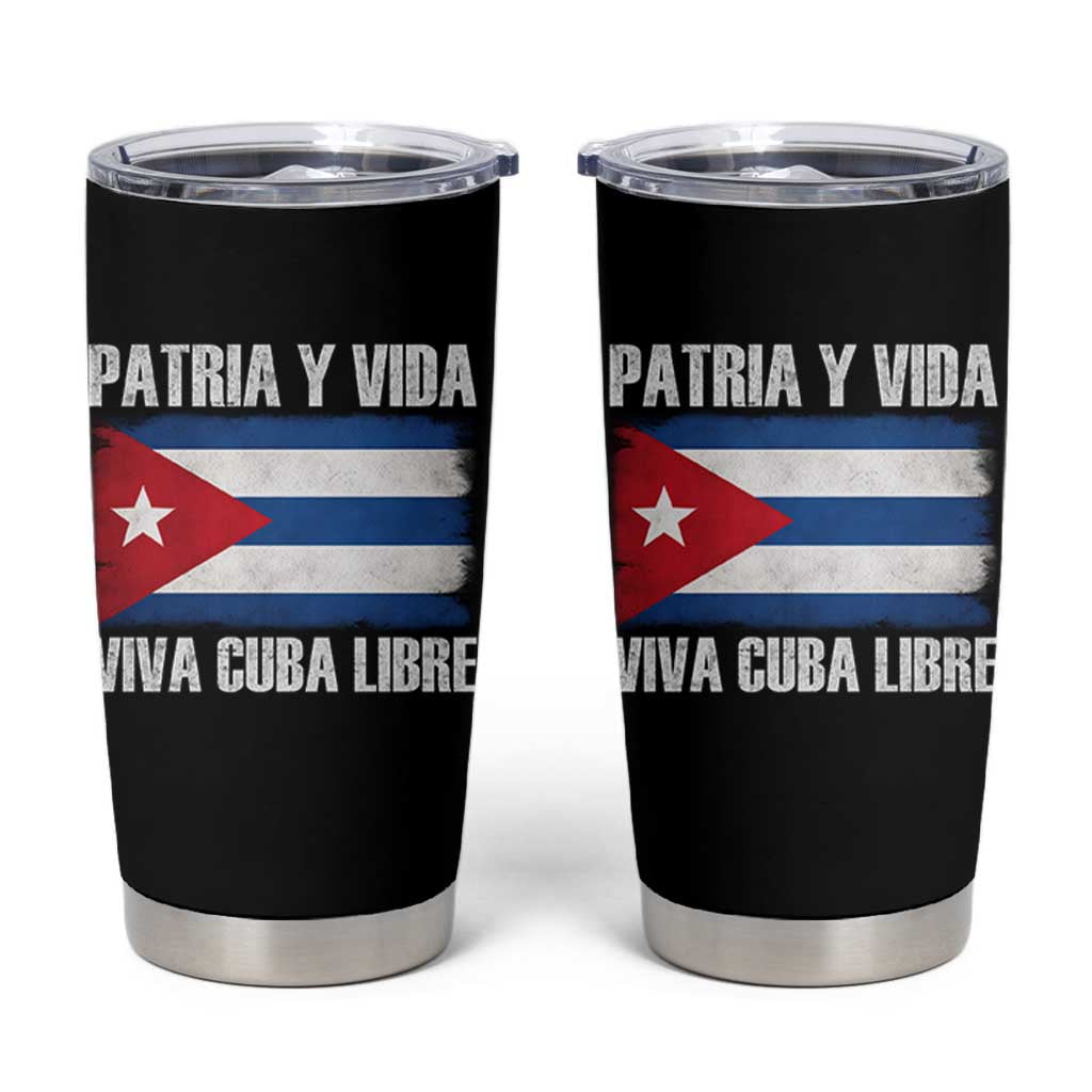 Patria y Vida Cuba Libre Tumbler Cup Freedom Patriotic Cuban Flag