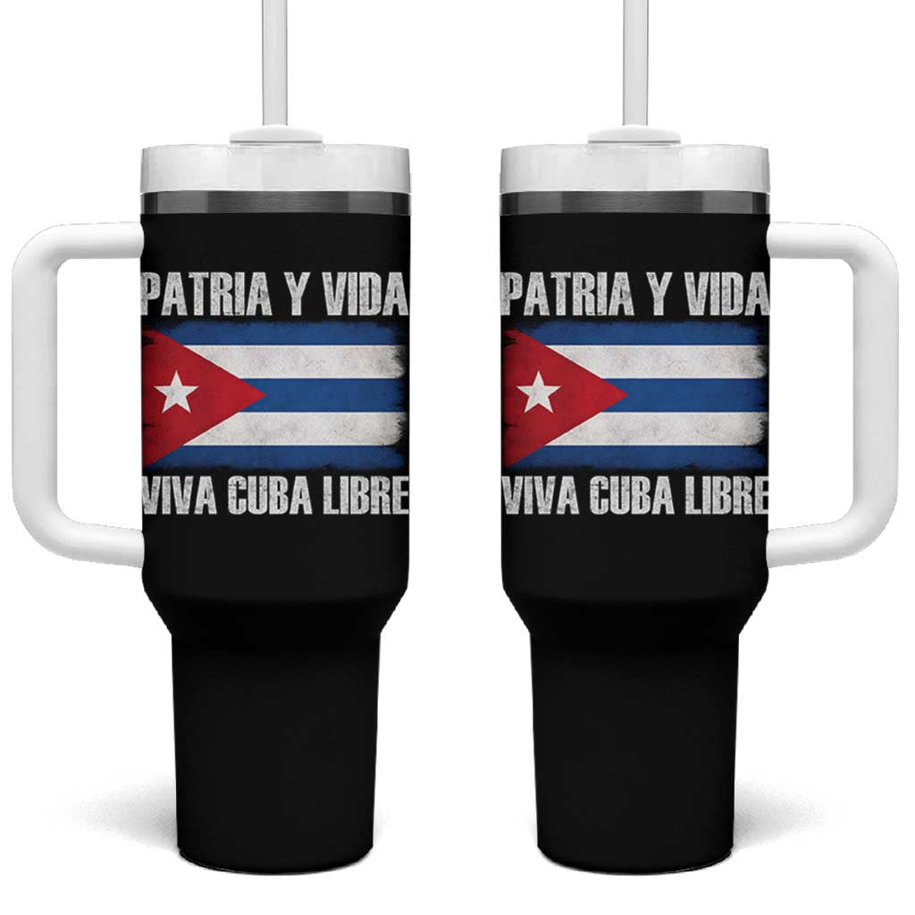 Patria y Vida Cuba Libre Tumbler With Handle Freedom Patriotic Cuban Flag
