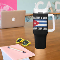 Patria y Vida Cuba Libre Tumbler With Handle Freedom Patriotic Cuban Flag