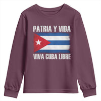 Patria y Vida Cuba Libre Youth Sweatshirt Freedom Patriotic Cuban Flag