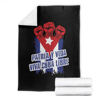 Patria y Vida Cuba Libre Throw Blanket Cuba Flag Fist Freedom Movement