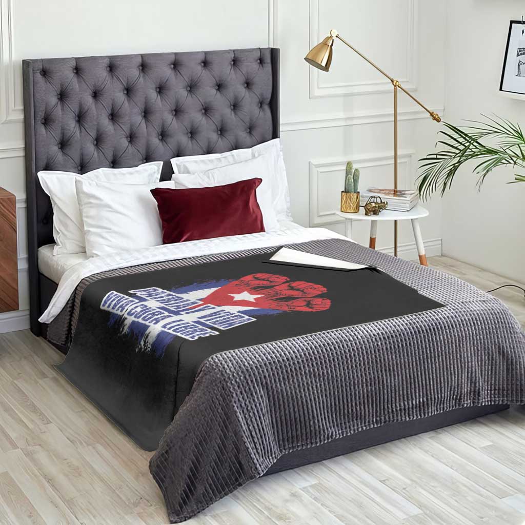 Patria y Vida Cuba Libre Throw Blanket Cuba Flag Fist Freedom Movement