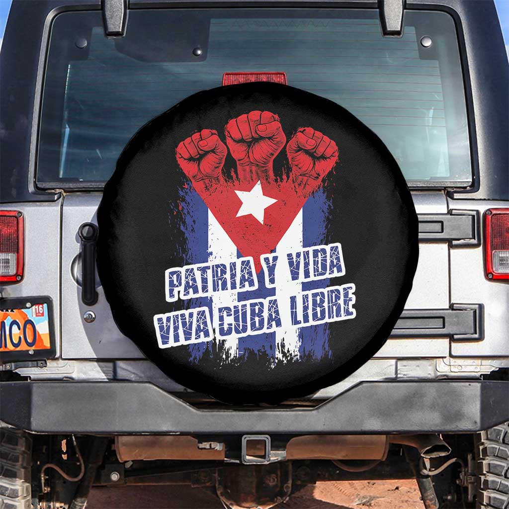 Patria y Vida Cuba Libre Spare Tire Cover Cuba Flag Fist Freedom Movement
