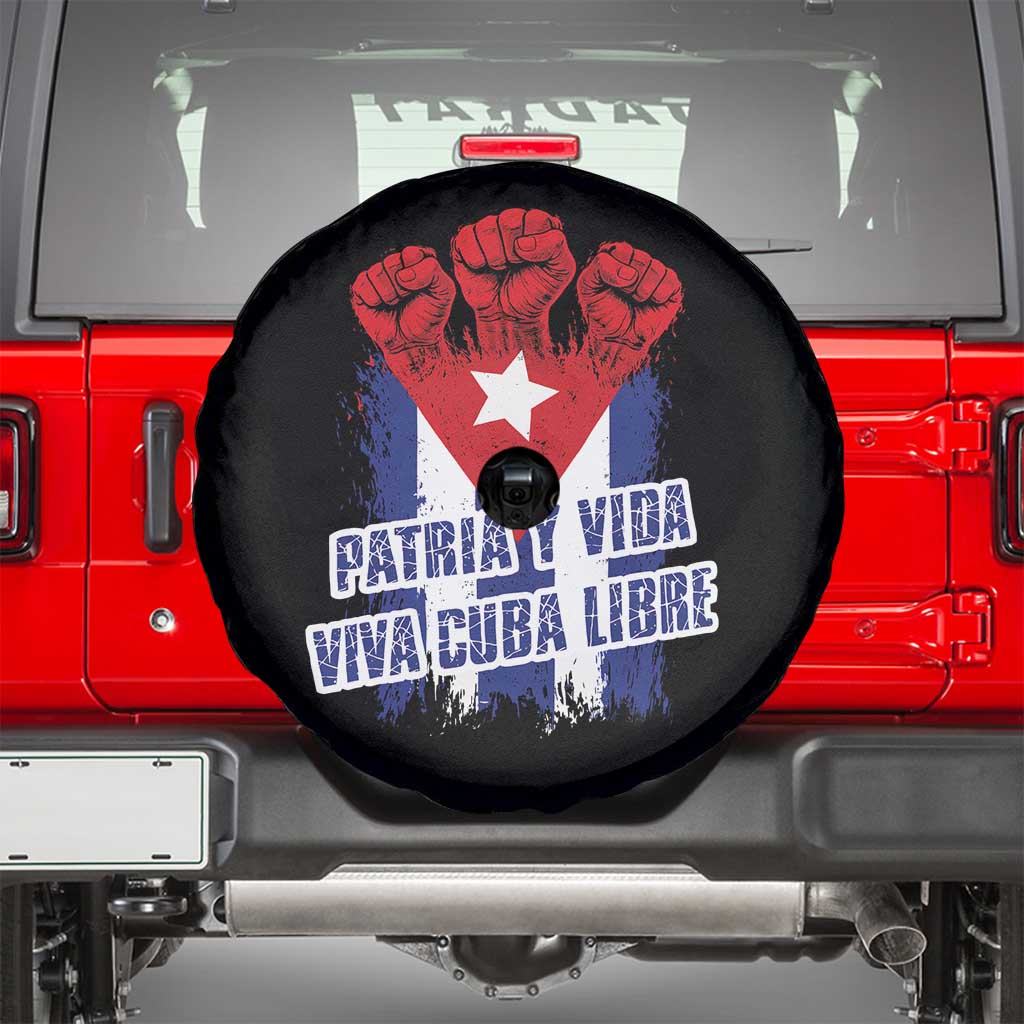 Patria y Vida Cuba Libre Spare Tire Cover Cuba Flag Fist Freedom Movement