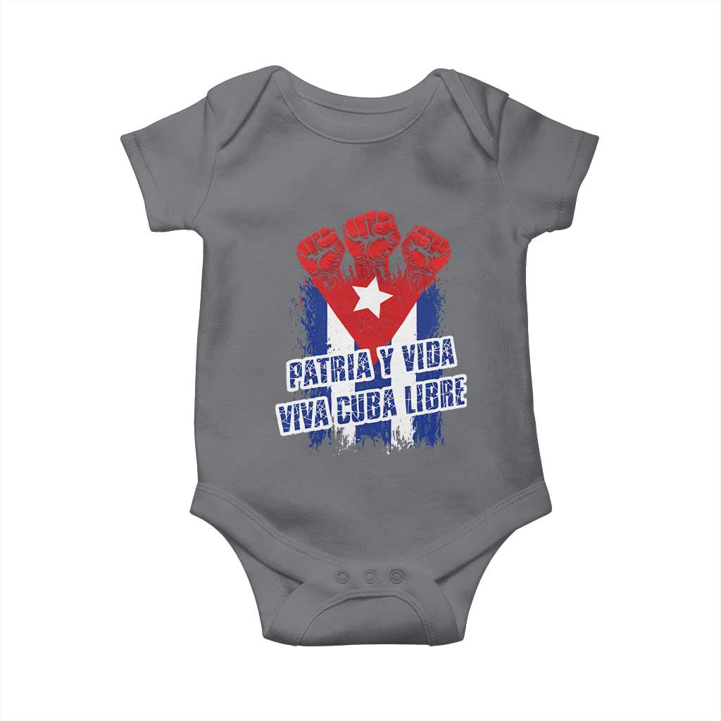 Patria y Vida Cuba Libre Baby Onesie Cuba Flag Fist Freedom Movement