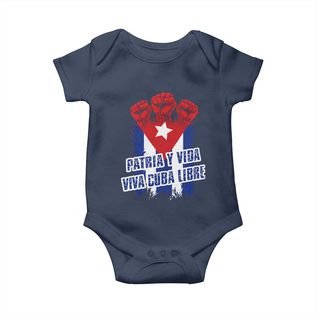 Patria y Vida Cuba Libre Baby Onesie Cuba Flag Fist Freedom Movement