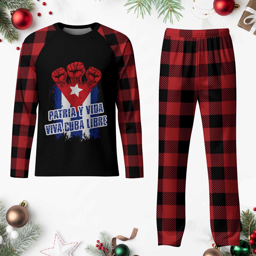 Patria y Vida Cuba Libre Plaid Pajama Set Cuba Flag Fist Freedom Movement