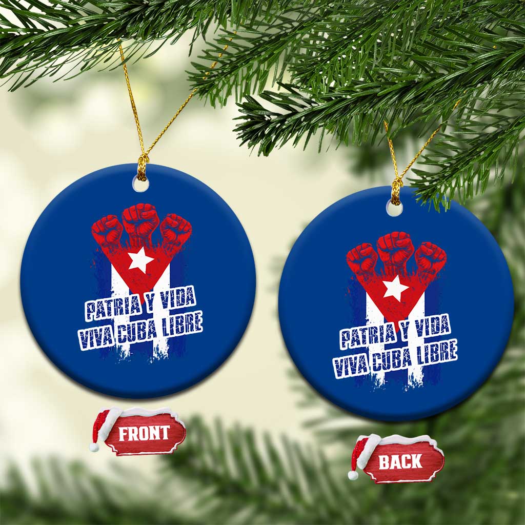 Patria y Vida Cuba Libre Ceramic Ornament Cuba Flag Fist Freedom Movement