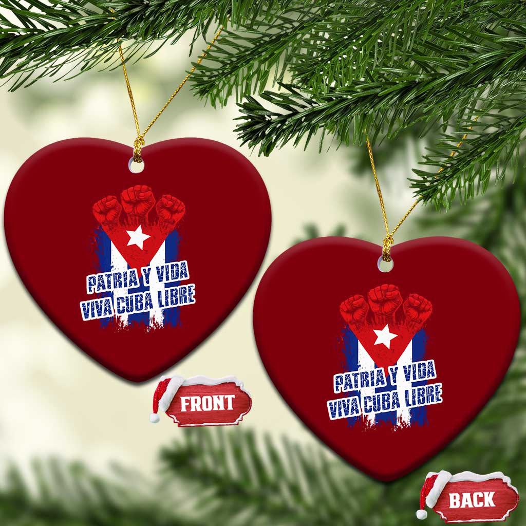 Patria y Vida Cuba Libre Ceramic Ornament Cuba Flag Fist Freedom Movement