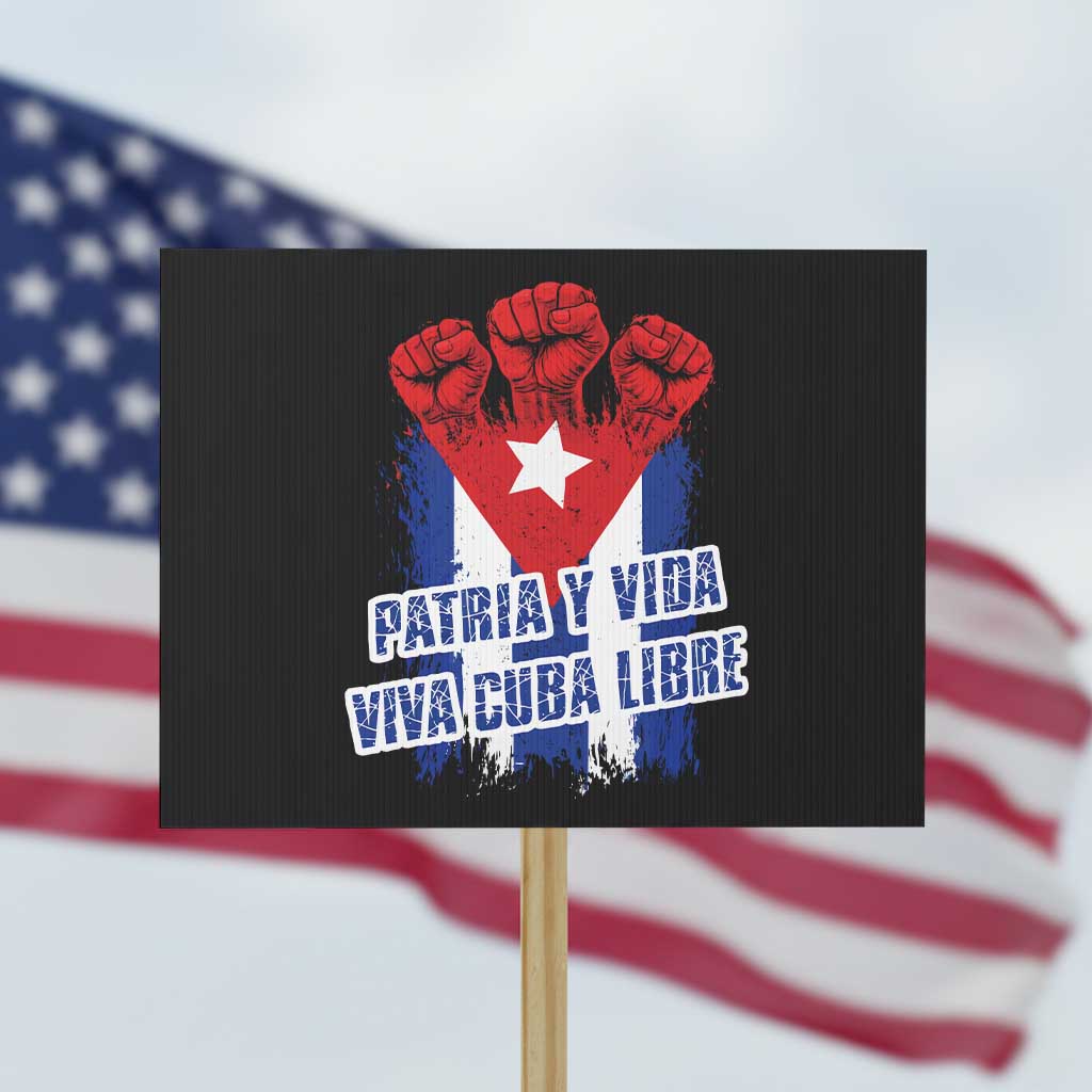 Patria y Vida Cuba Libre Protest Sign Cuba Flag Fist Freedom Movement