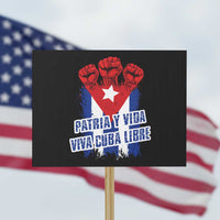 Patria y Vida Cuba Libre Protest Sign Cuba Flag Fist Freedom Movement