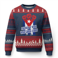 Patria y Vida Cuba Libre Ugly Christmas Sweater Cuba Flag Fist Freedom Movement