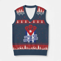 Patria y Vida Cuba Libre V-Neck Knit Sweater Vest Cuba Flag Fist Freedom Movement