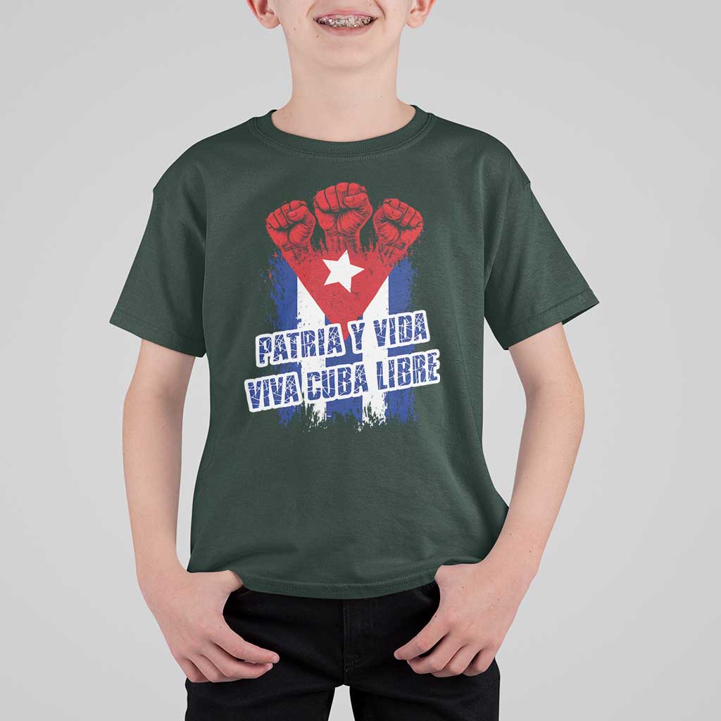 Patria y Vida Cuba Libre T Shirt For Kid Cuba Flag Fist Freedom Movement