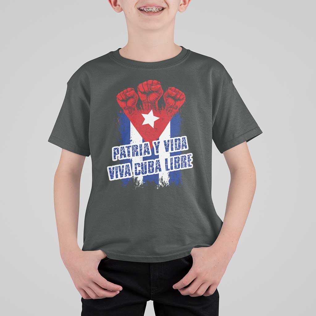 Patria y Vida Cuba Libre T Shirt For Kid Cuba Flag Fist Freedom Movement
