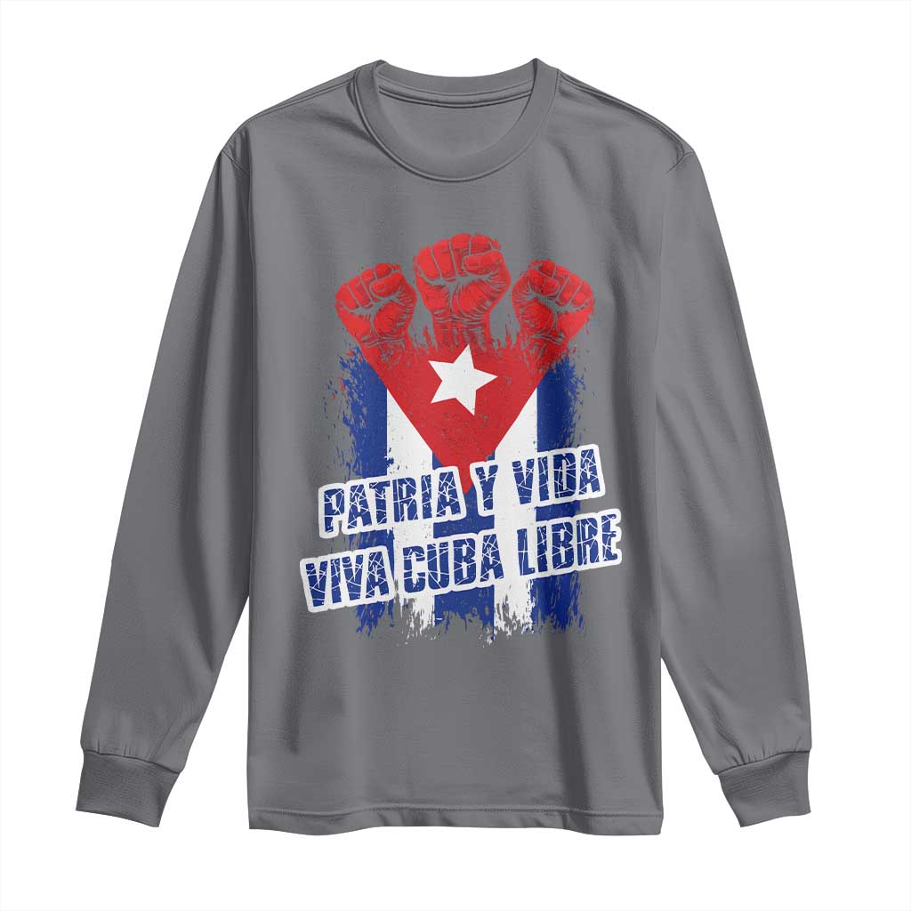 Patria y Vida Cuba Libre Long Sleeve Shirt Cuba Flag Fist Freedom Movement