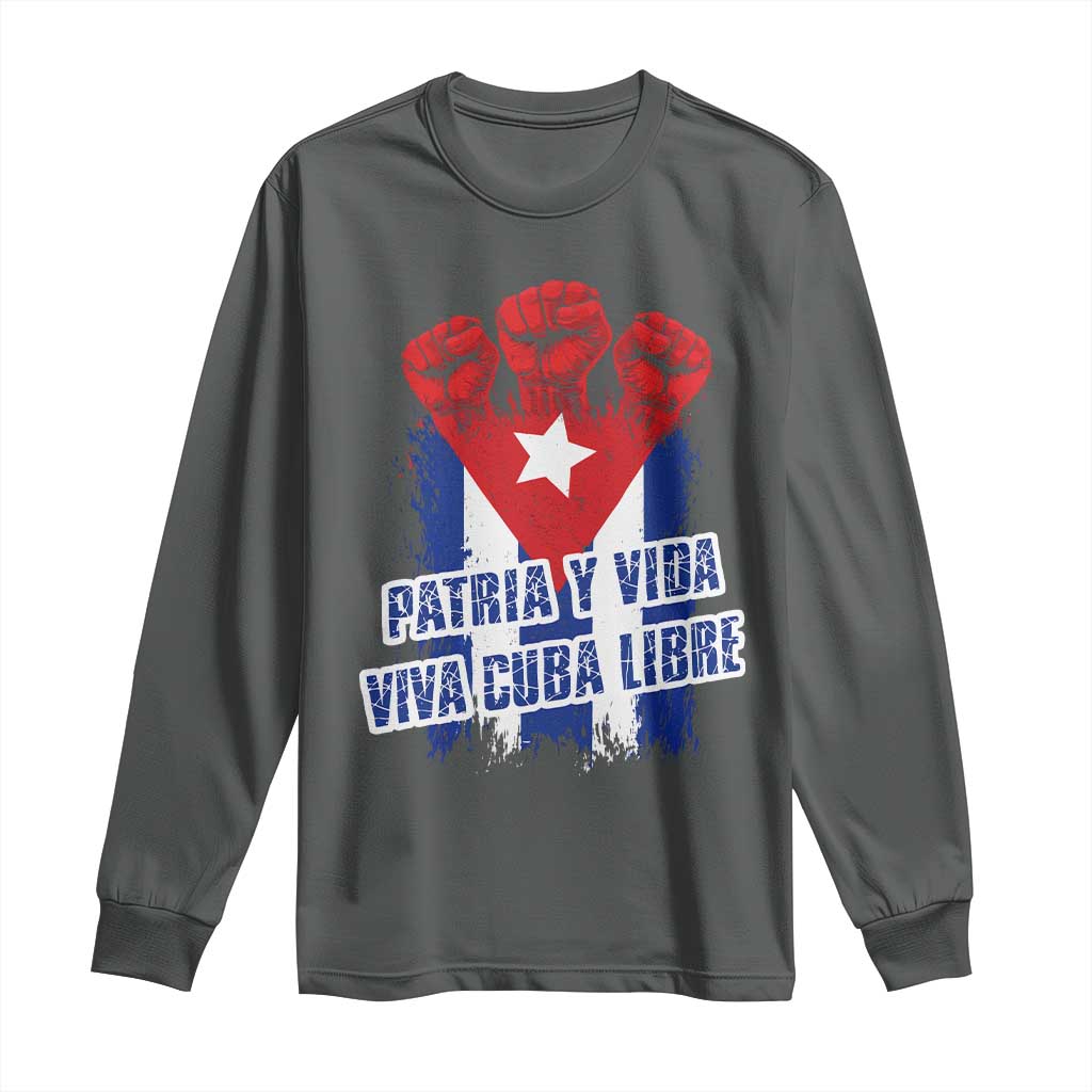 Patria y Vida Cuba Libre Long Sleeve Shirt Cuba Flag Fist Freedom Movement