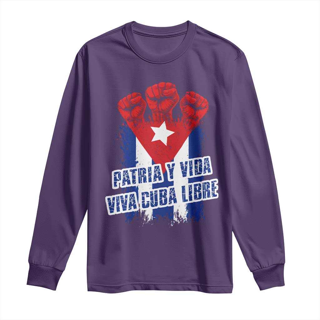 Patria y Vida Cuba Libre Long Sleeve Shirt Cuba Flag Fist Freedom Movement