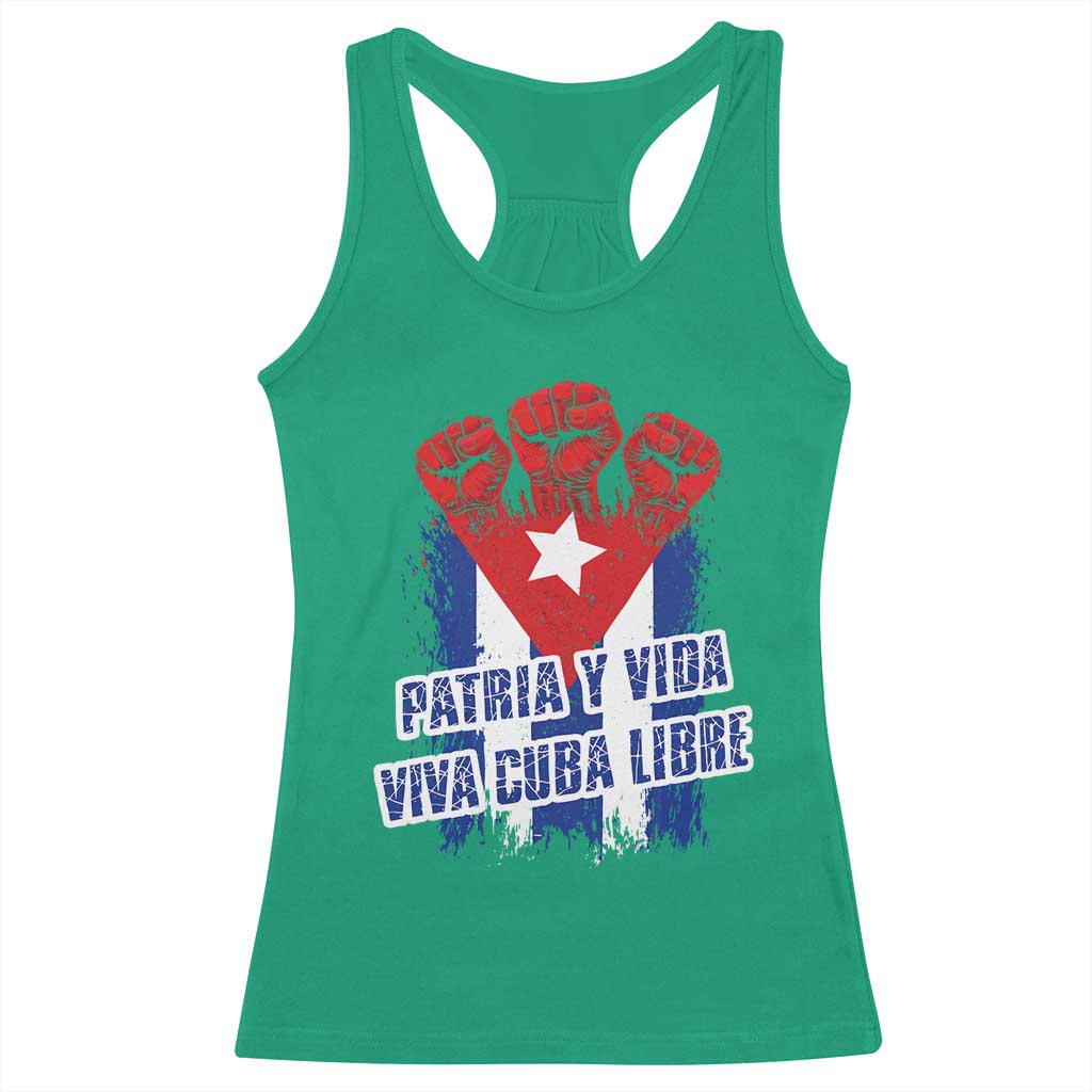 Patria y Vida Cuba Libre Racerback Tank Top Cuba Flag Fist Freedom Movement