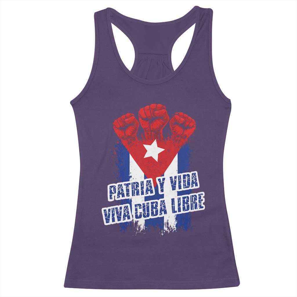 Patria y Vida Cuba Libre Racerback Tank Top Cuba Flag Fist Freedom Movement
