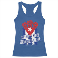 Patria y Vida Cuba Libre Racerback Tank Top Cuba Flag Fist Freedom Movement