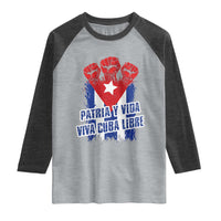 Patria y Vida Cuba Libre Raglan Shirt Cuba Flag Fist Freedom Movement