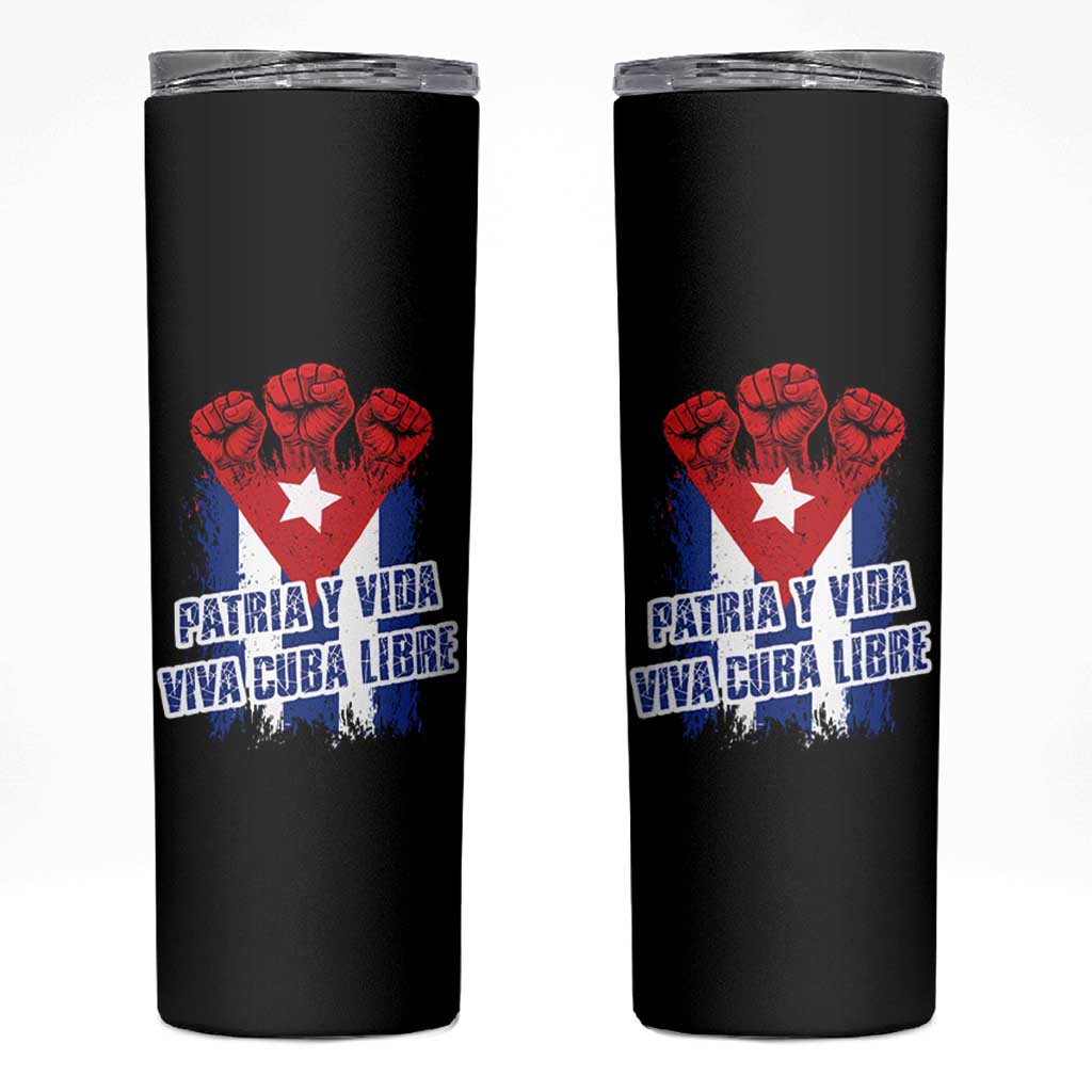 Patria y Vida Cuba Libre Skinny Tumbler Cuba Flag Fist Freedom Movement