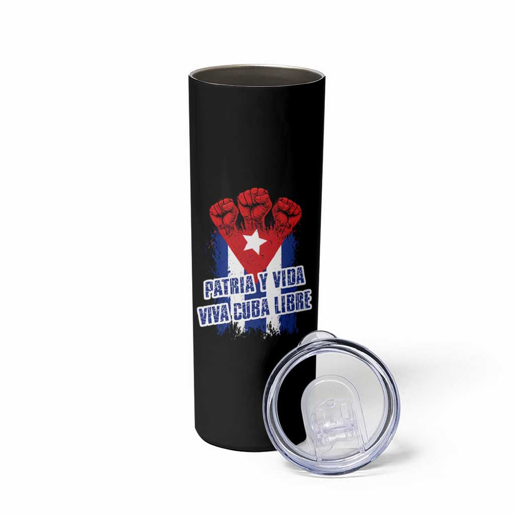 Patria y Vida Cuba Libre Skinny Tumbler Cuba Flag Fist Freedom Movement