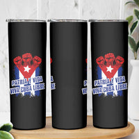 Patria y Vida Cuba Libre Skinny Tumbler Cuba Flag Fist Freedom Movement
