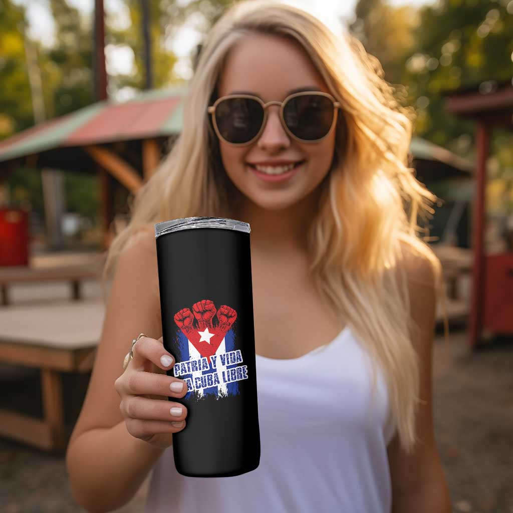 Patria y Vida Cuba Libre Skinny Tumbler Cuba Flag Fist Freedom Movement