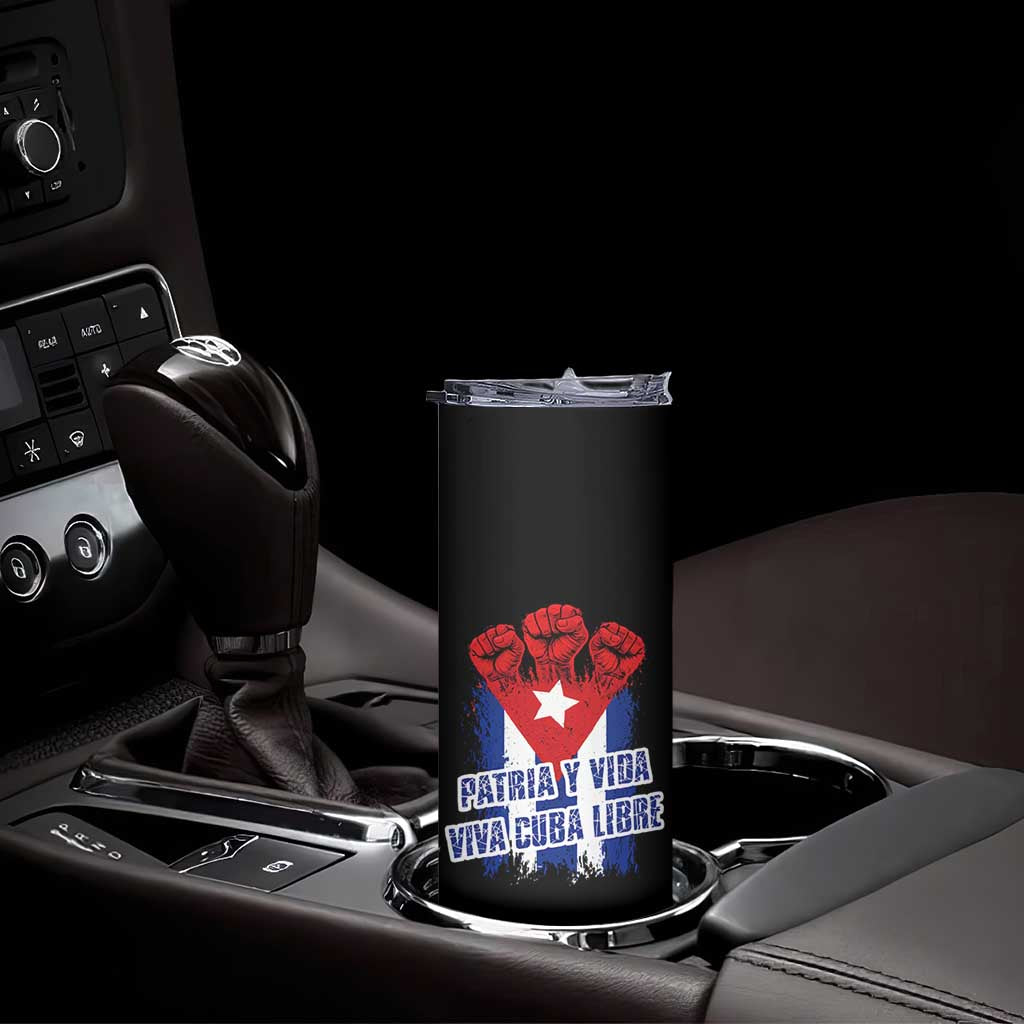 Patria y Vida Cuba Libre Skinny Tumbler Cuba Flag Fist Freedom Movement