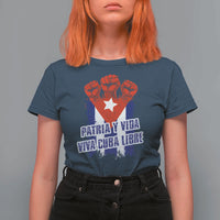 Patria y Vida Cuba Libre T Shirt For Women Cuba Flag Fist Freedom Movement