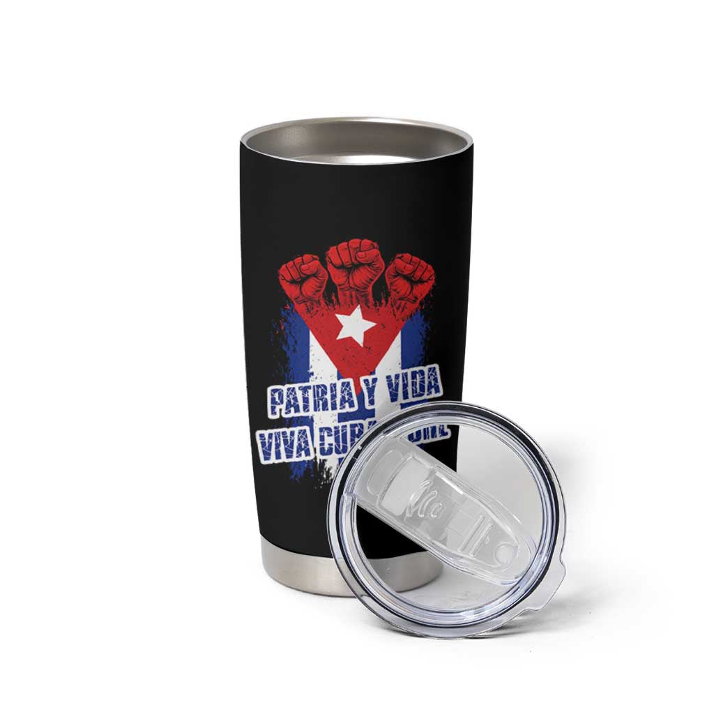 Patria y Vida Cuba Libre Tumbler Cup Cuba Flag Fist Freedom Movement