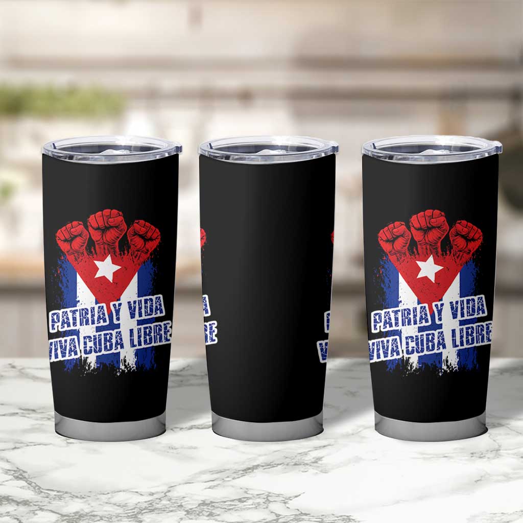 Patria y Vida Cuba Libre Tumbler Cup Cuba Flag Fist Freedom Movement