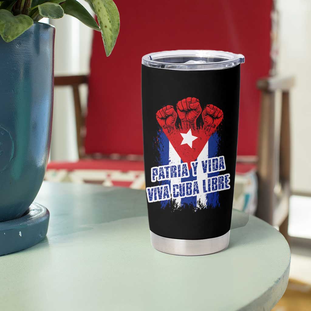 Patria y Vida Cuba Libre Tumbler Cup Cuba Flag Fist Freedom Movement