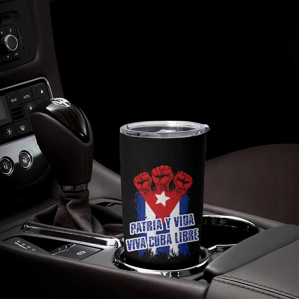 Patria y Vida Cuba Libre Tumbler Cup Cuba Flag Fist Freedom Movement