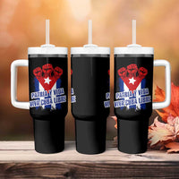Patria y Vida Cuba Libre Tumbler With Handle Cuba Flag Fist Freedom Movement