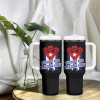 Patria y Vida Cuba Libre Tumbler With Handle Cuba Flag Fist Freedom Movement
