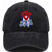 Patria y Vida Cuba Libre Washed Cotton Baseball Cap Cuba Flag Fist Freedom Movement
