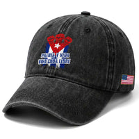 Patria y Vida Cuba Libre Washed Cotton Baseball Cap Cuba Flag Fist Freedom Movement