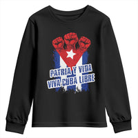 Patria y Vida Cuba Libre Youth Sweatshirt Cuba Flag Fist Freedom Movement