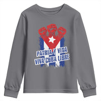 Patria y Vida Cuba Libre Youth Sweatshirt Cuba Flag Fist Freedom Movement